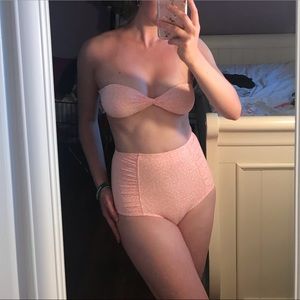 Abercrombie&Fitch Coral Dot High Waisted Swim Set